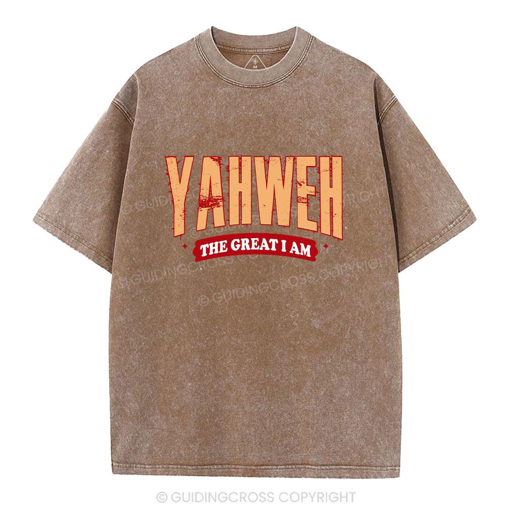 Yahweh The Great I Am Christian Washed T-Shirt