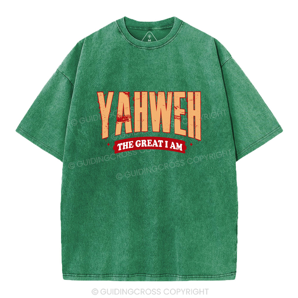 Yahweh The Great I Am Christian Washed T-Shirt