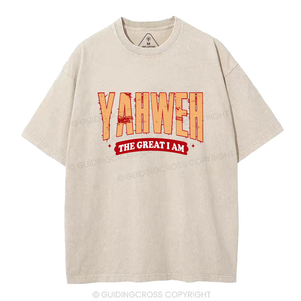 Yahweh The Great I Am Christian Washed T-Shirt