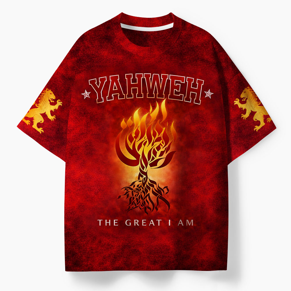 Yahweh The Great I Am Oversized All-Over Print Christian T-Shirt