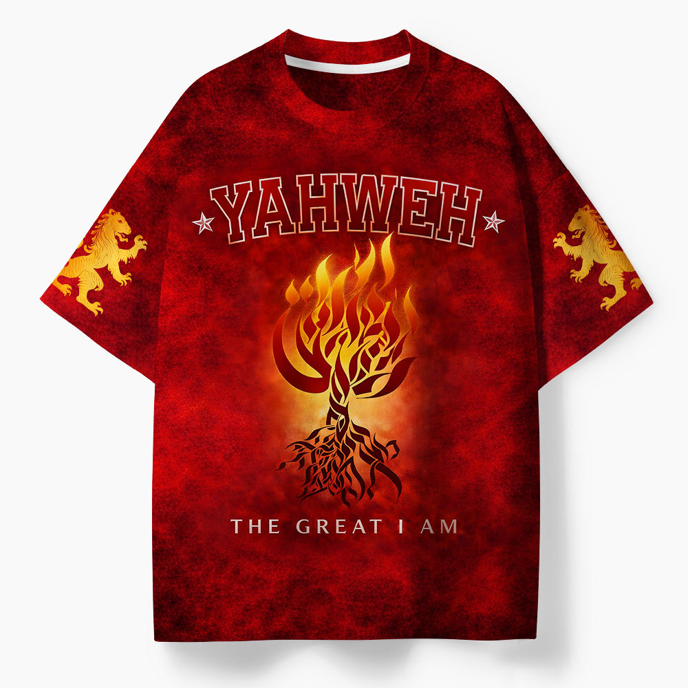 Yahweh The Great I Am Oversized All-Over Print Christian T-Shirt