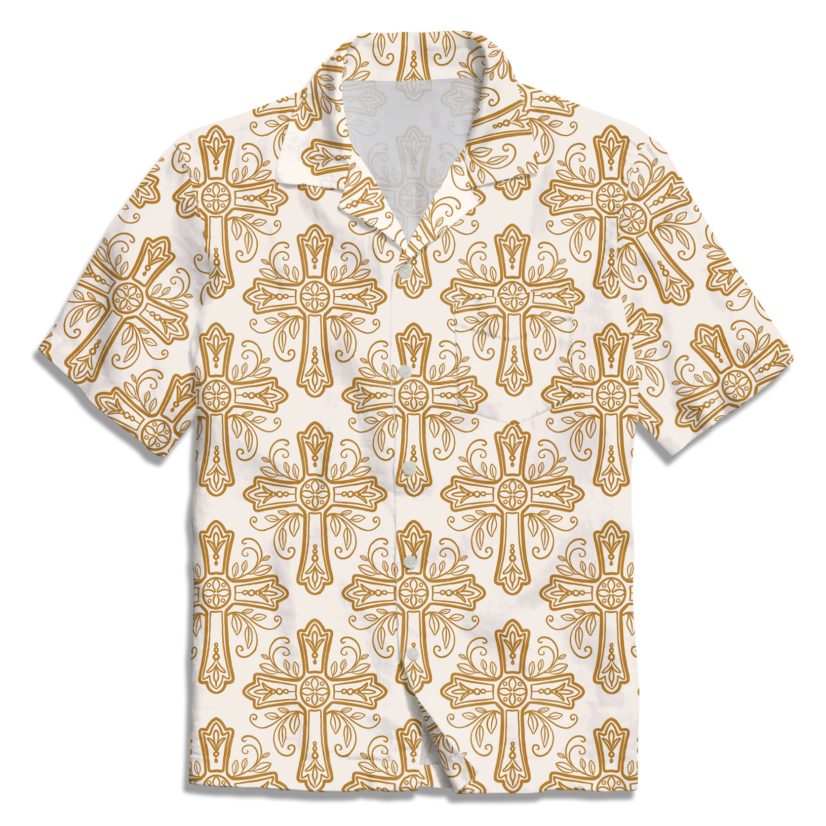 Yellow Flower Cross Christian Hawaiian Shirt
