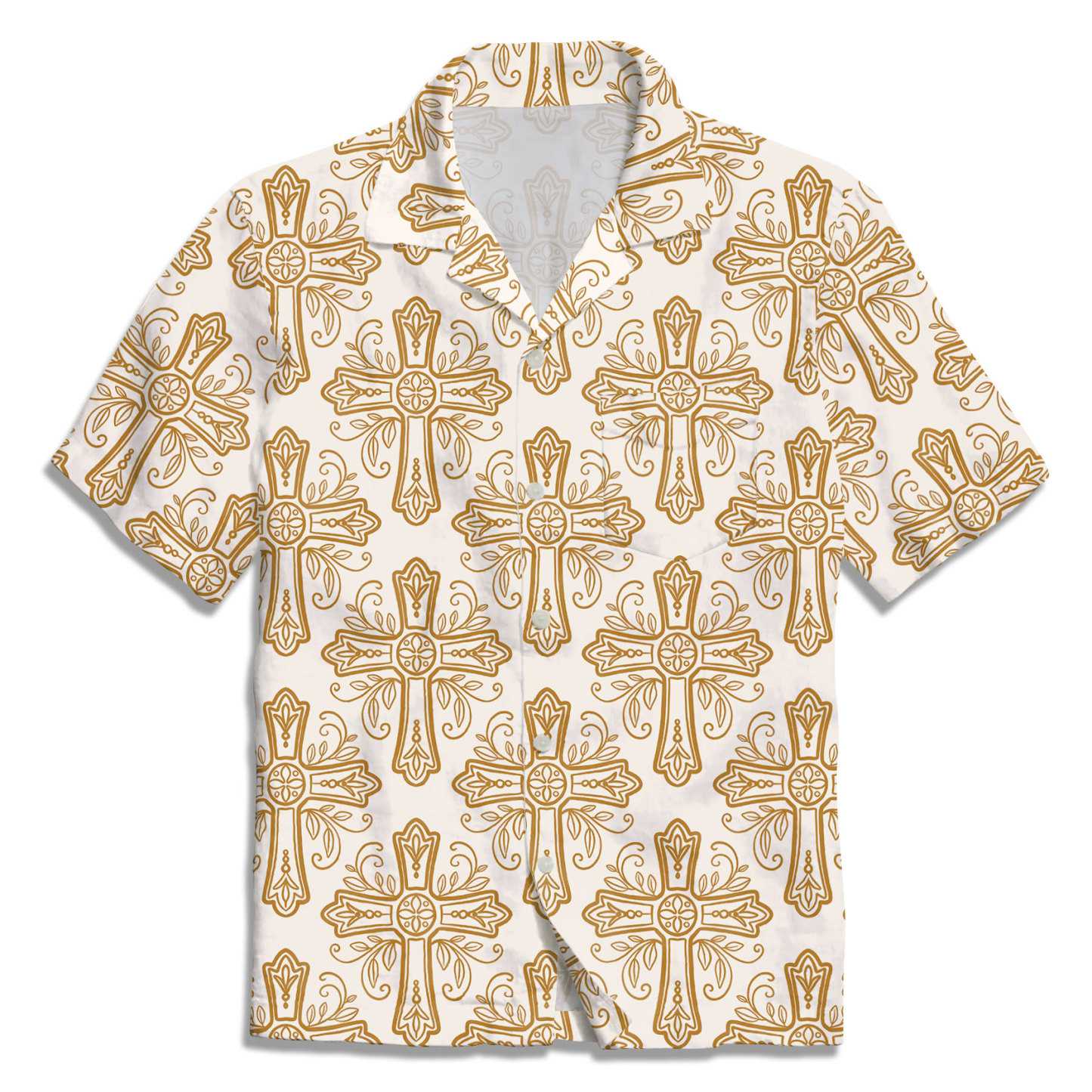 Yellow Flower Cross Christian Hawaiian Shirt