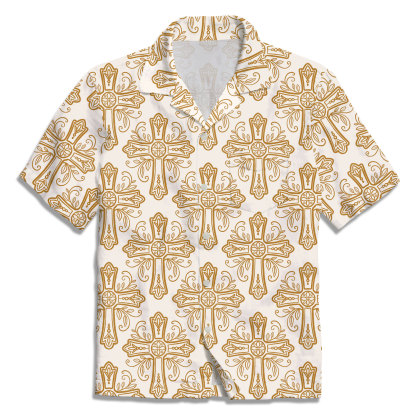 Yellow Flower Cross Christian Hawaiian Shirt