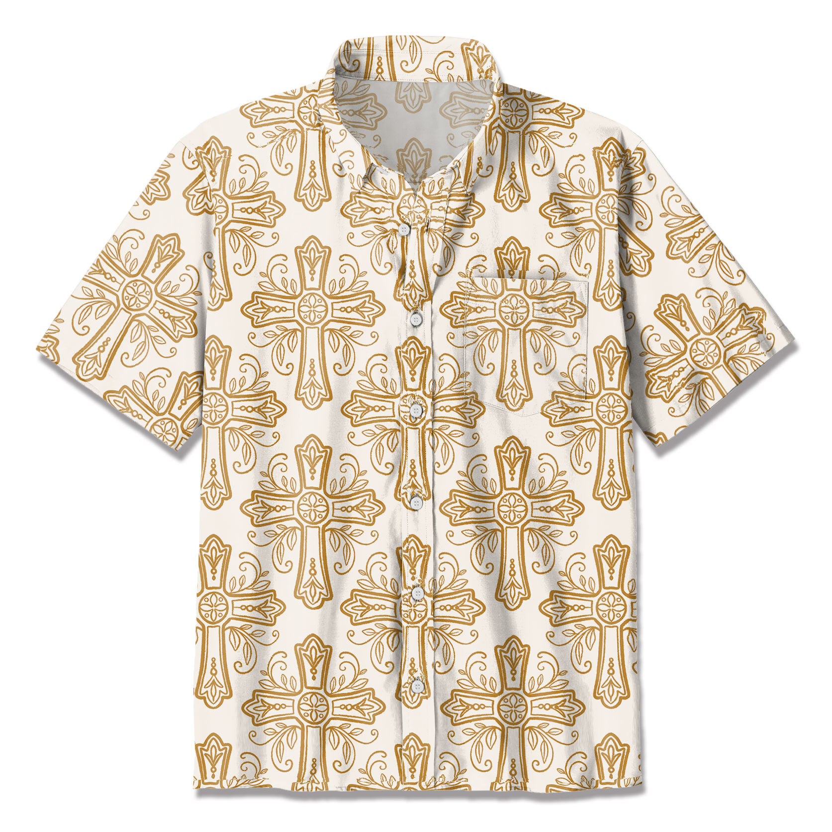 Yellow Flower Cross Christian Hawaiian Shirt