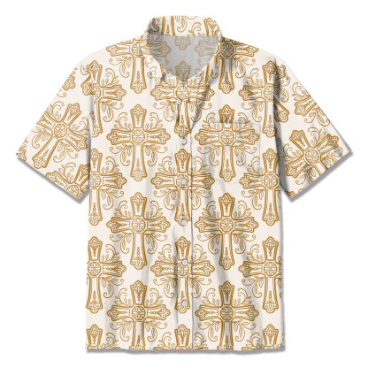 Yellow Flower Cross Christian Hawaiian Shirt