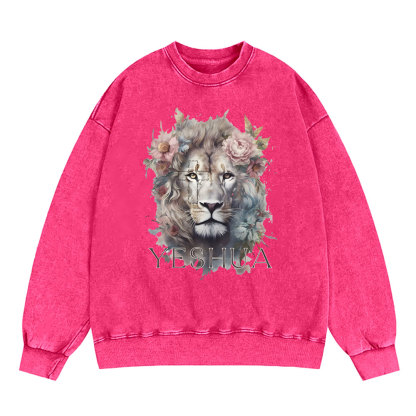Yeshua And Lion Christian Washed Sweatshirt