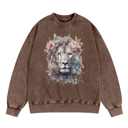Yeshua And Lion Christian Washed Sweatshirt