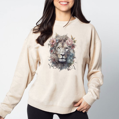 Yeshua And Lion Christian Washed Sweatshirt
