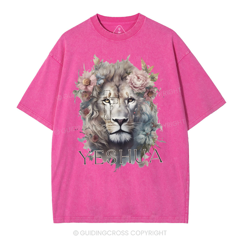 Yeshua And Lion Christian Washed T-Shirt
