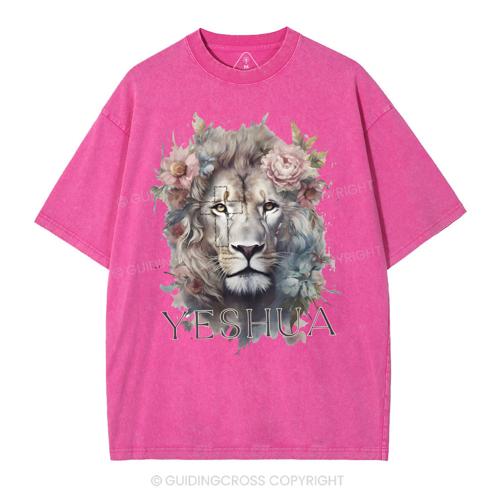 Yeshua And Lion Christian Washed T-Shirt