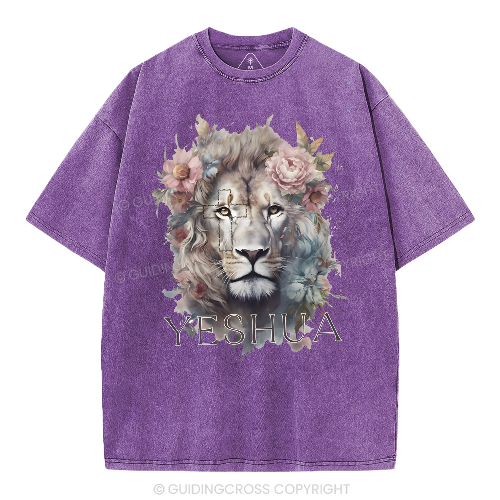 Yeshua And Lion Christian Washed T-Shirt