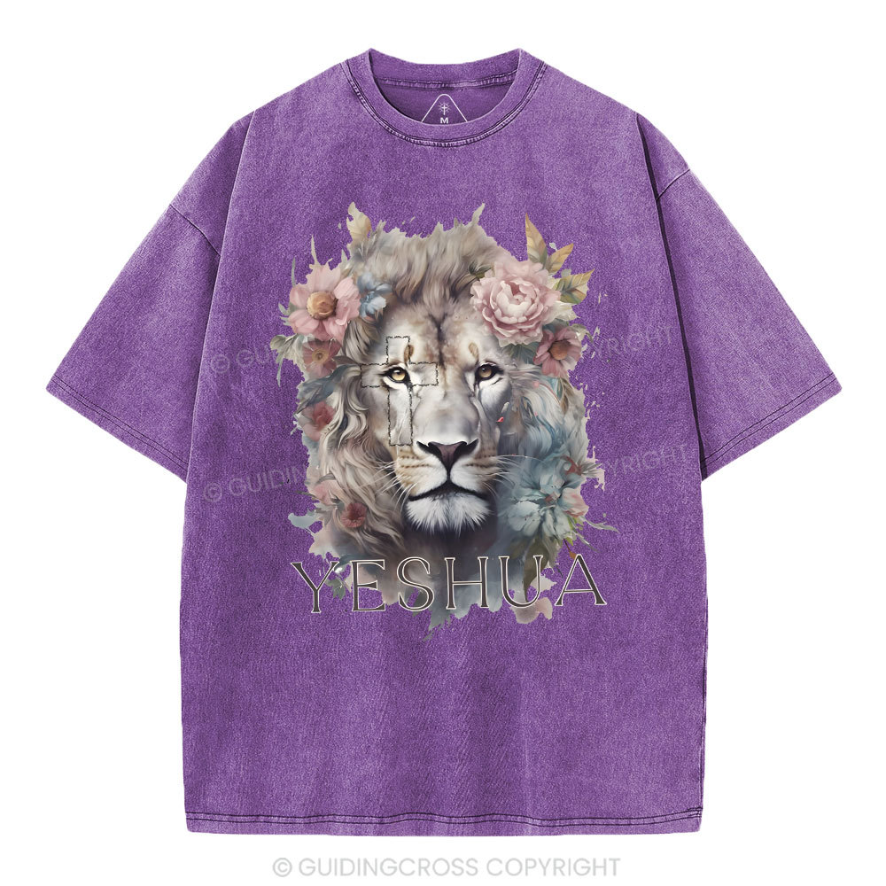 Yeshua And Lion Christian Washed T-Shirt