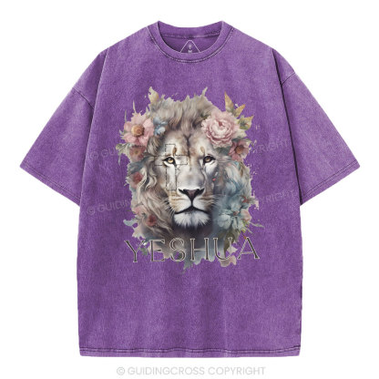 Yeshua And Lion Christian Washed T-Shirt