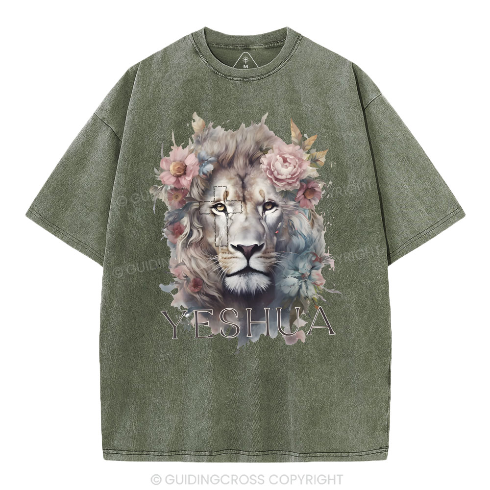 Yeshua And Lion Christian Washed T-Shirt