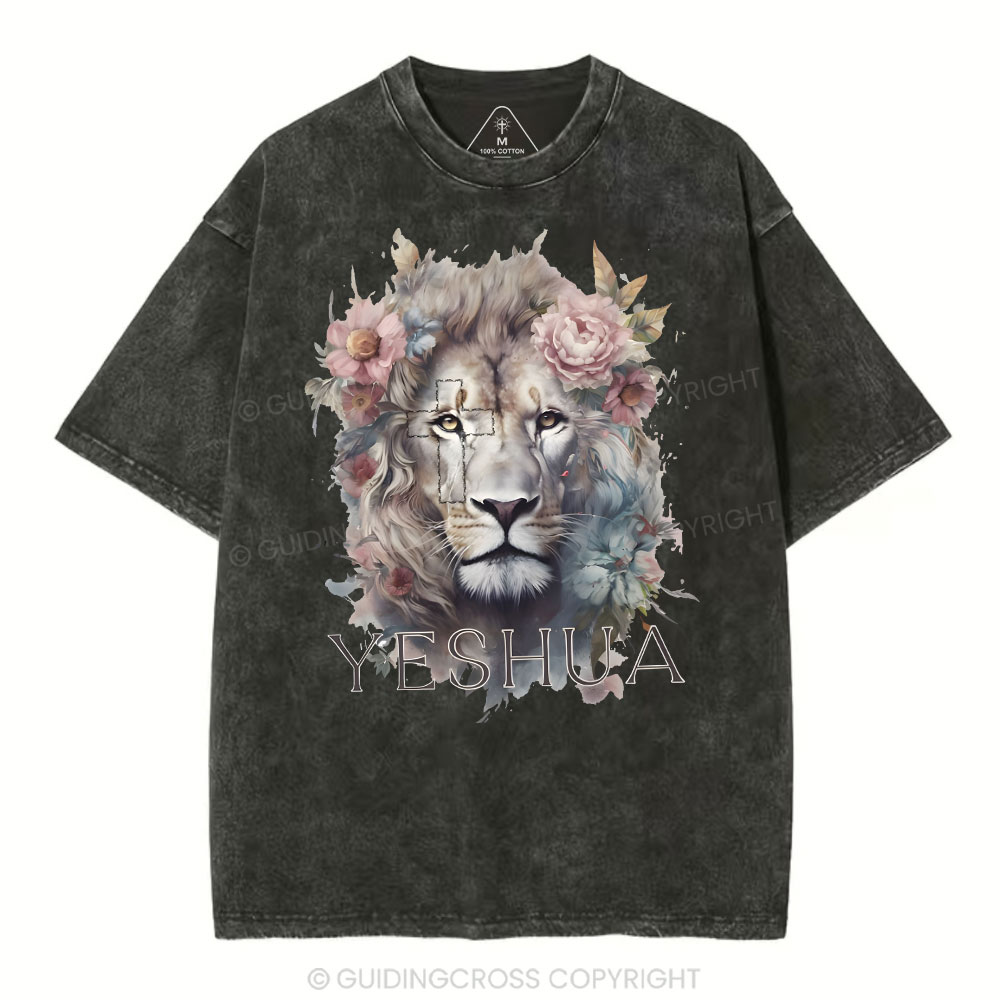 Yeshua And Lion Christian Washed T-Shirt