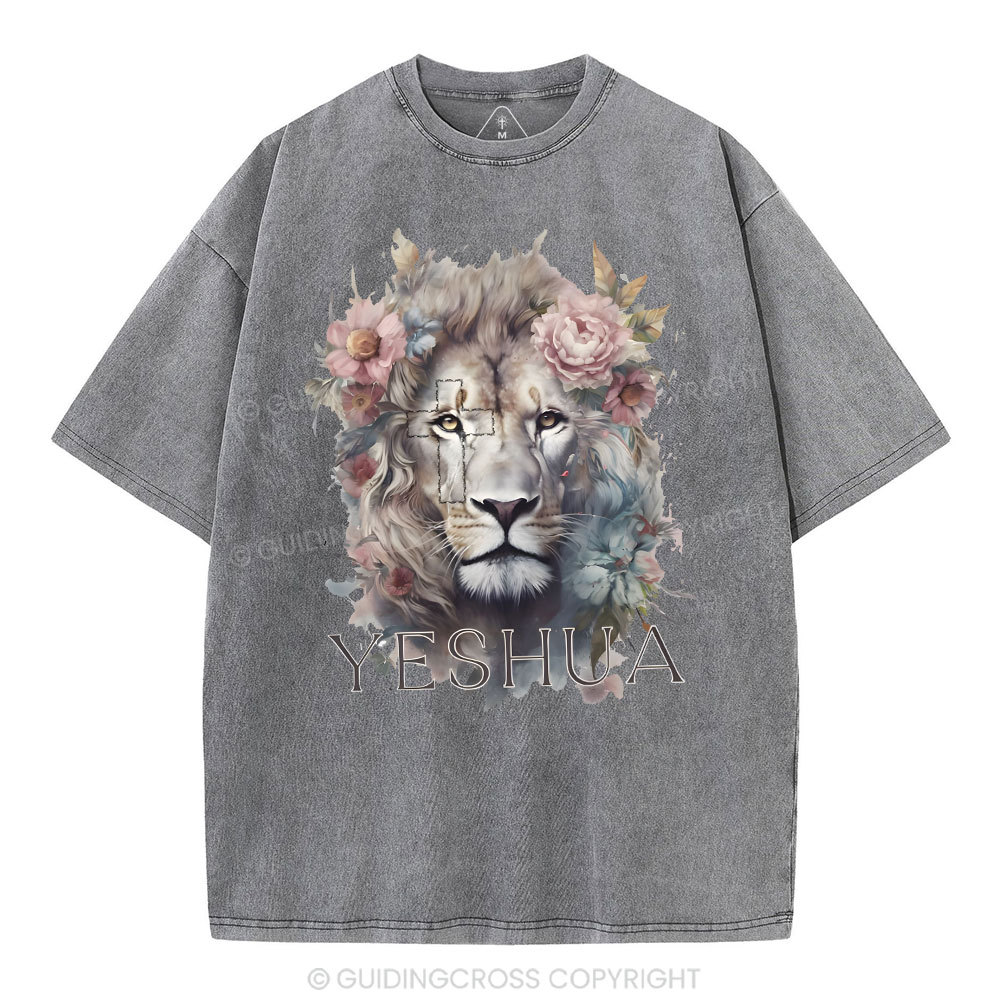 Yeshua And Lion Christian Washed T-Shirt