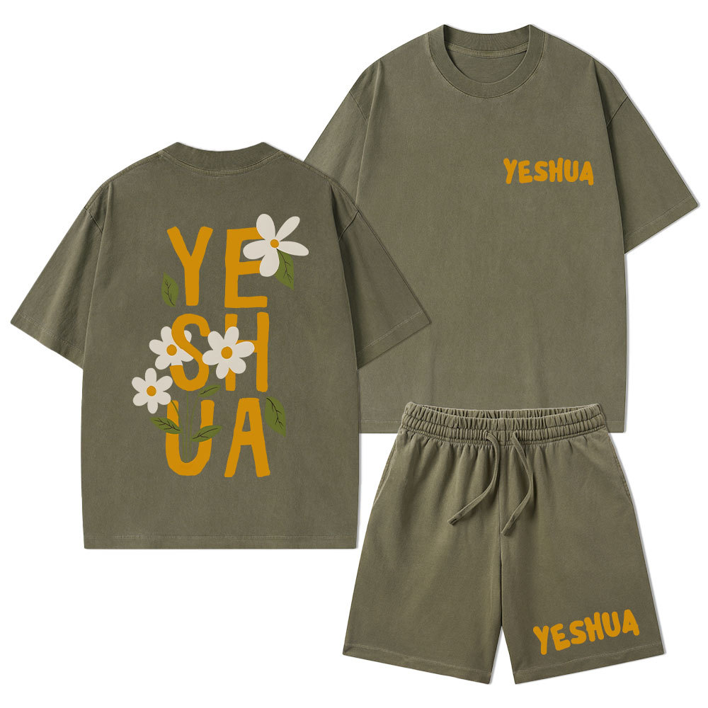 Yeshua Christian Washed T-Shirt & Shorts