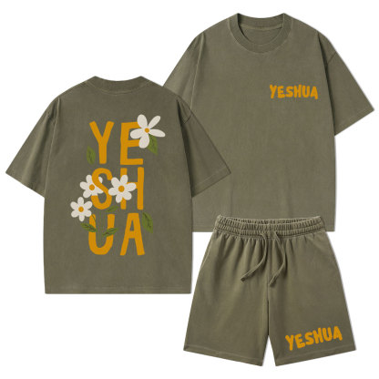 Yeshua Christian Washed T-Shirt & Shorts