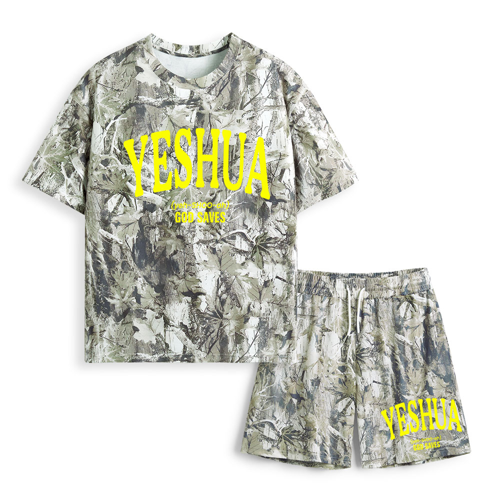 Yeshua God Saves Christian Camo T-Shirt & Shorts