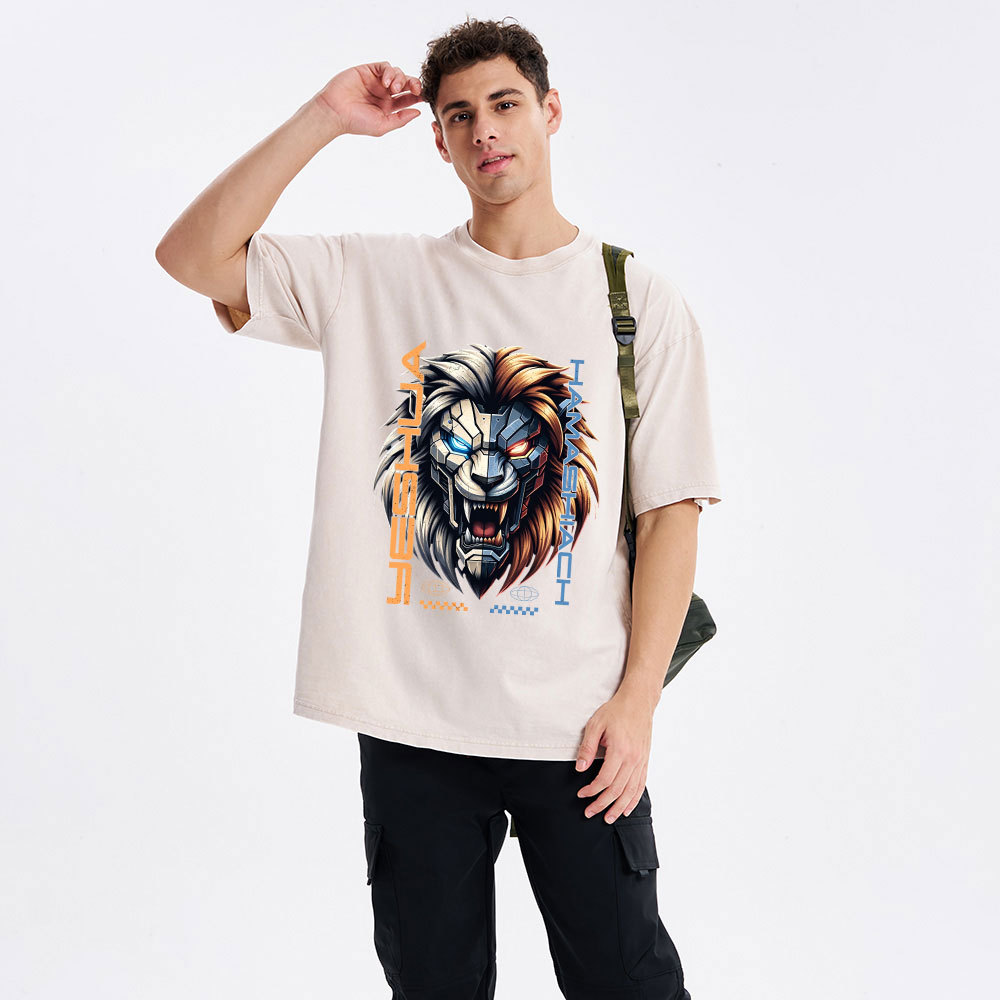 Yeshua Hamashiach Lion Christian Washed T-Shirt