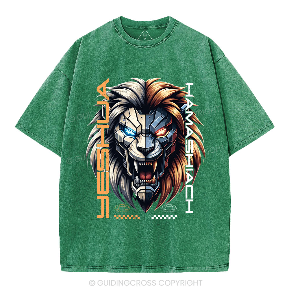 Yeshua Hamashiach Lion Christian Washed T-Shirt