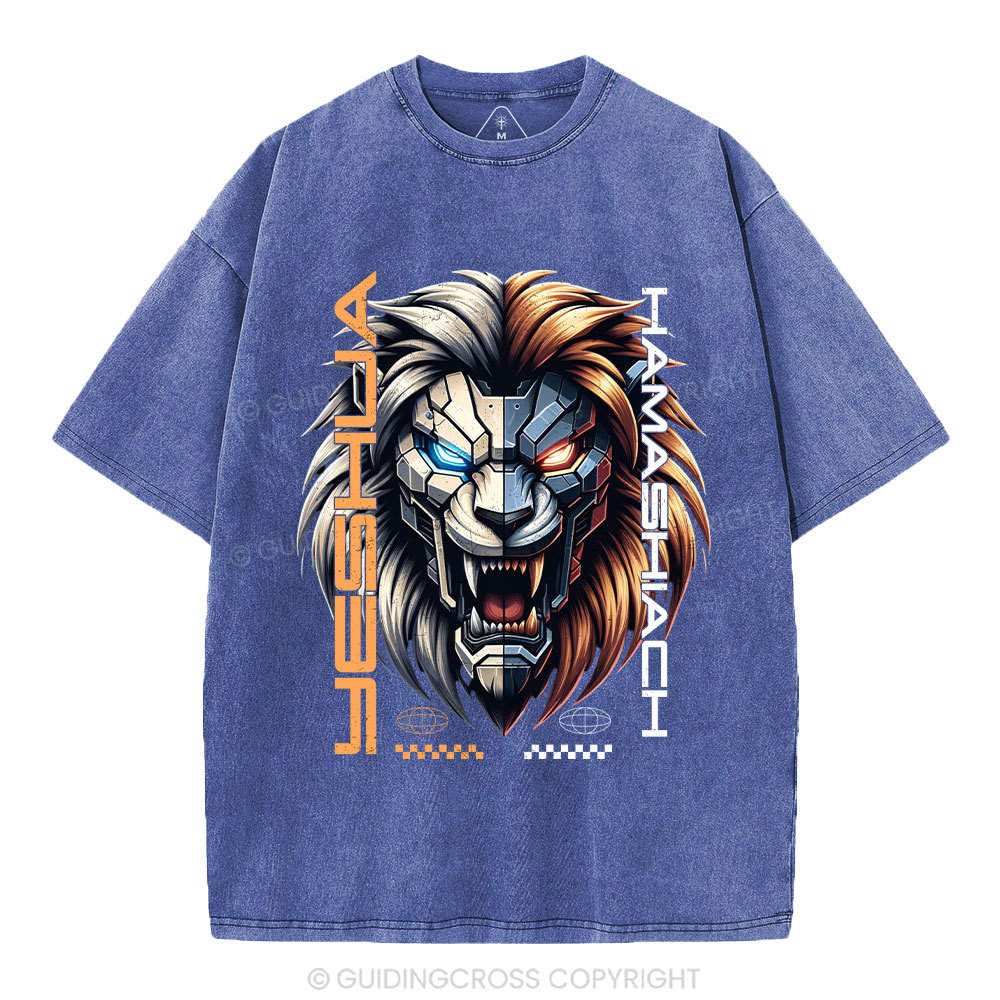 Yeshua Hamashiach Lion Christian Washed T-Shirt