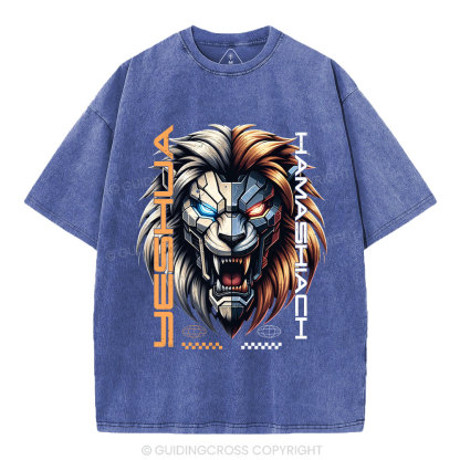 Yeshua Hamashiach Lion Christian Washed T-Shirt