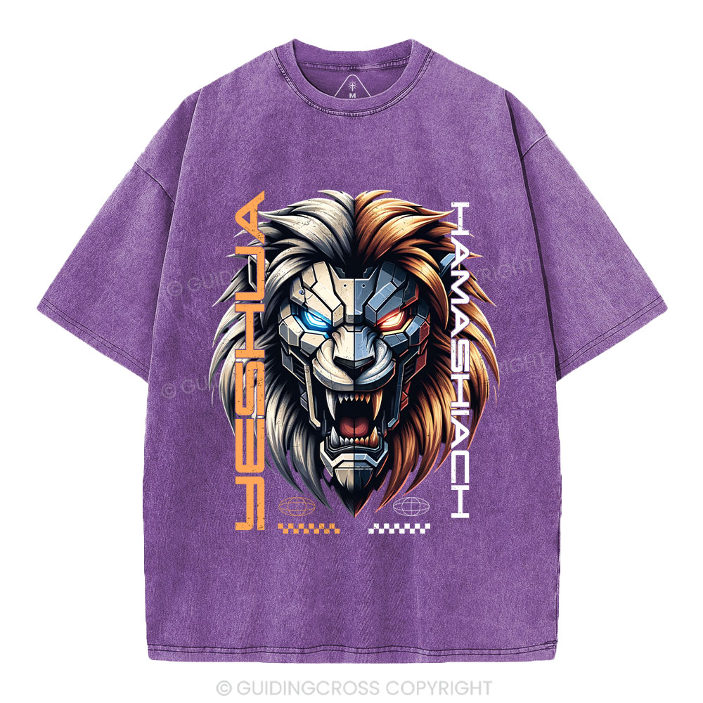Yeshua Hamashiach Lion Christian Washed T-Shirt