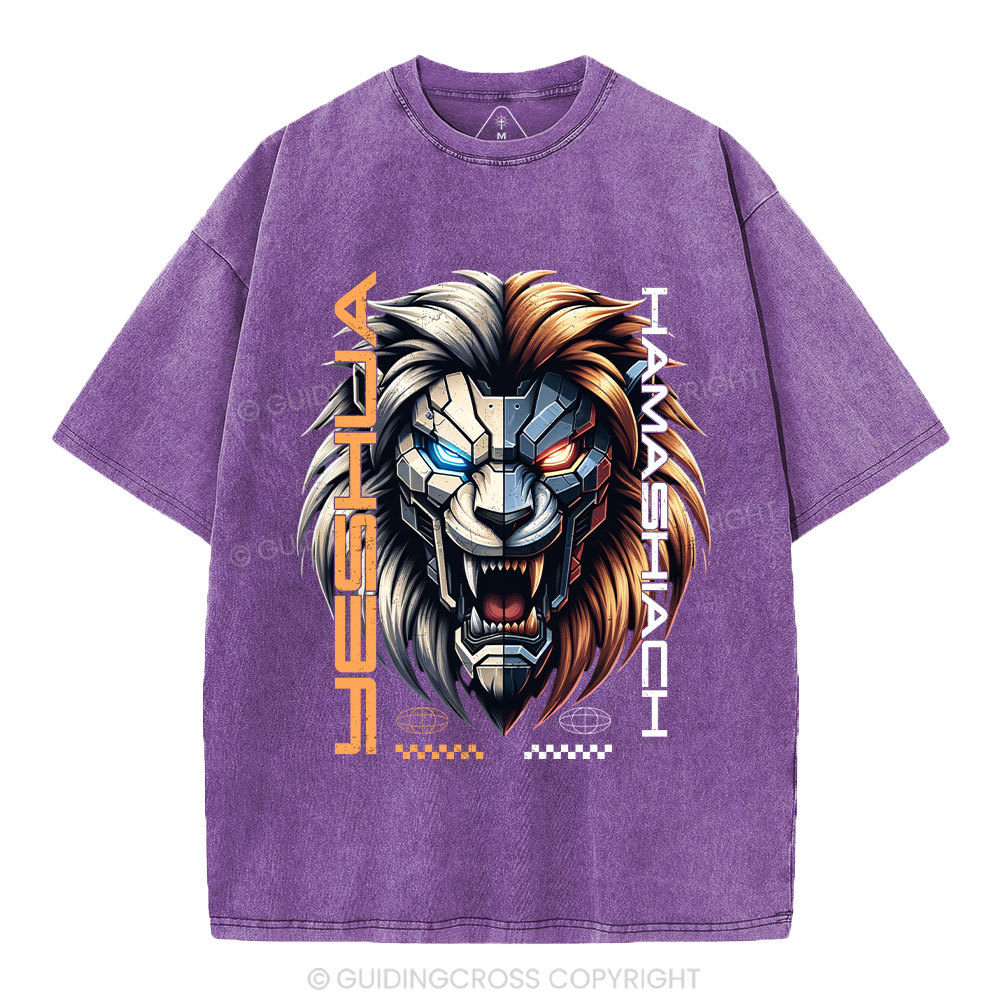 Yeshua Hamashiach Lion Christian Washed T-Shirt