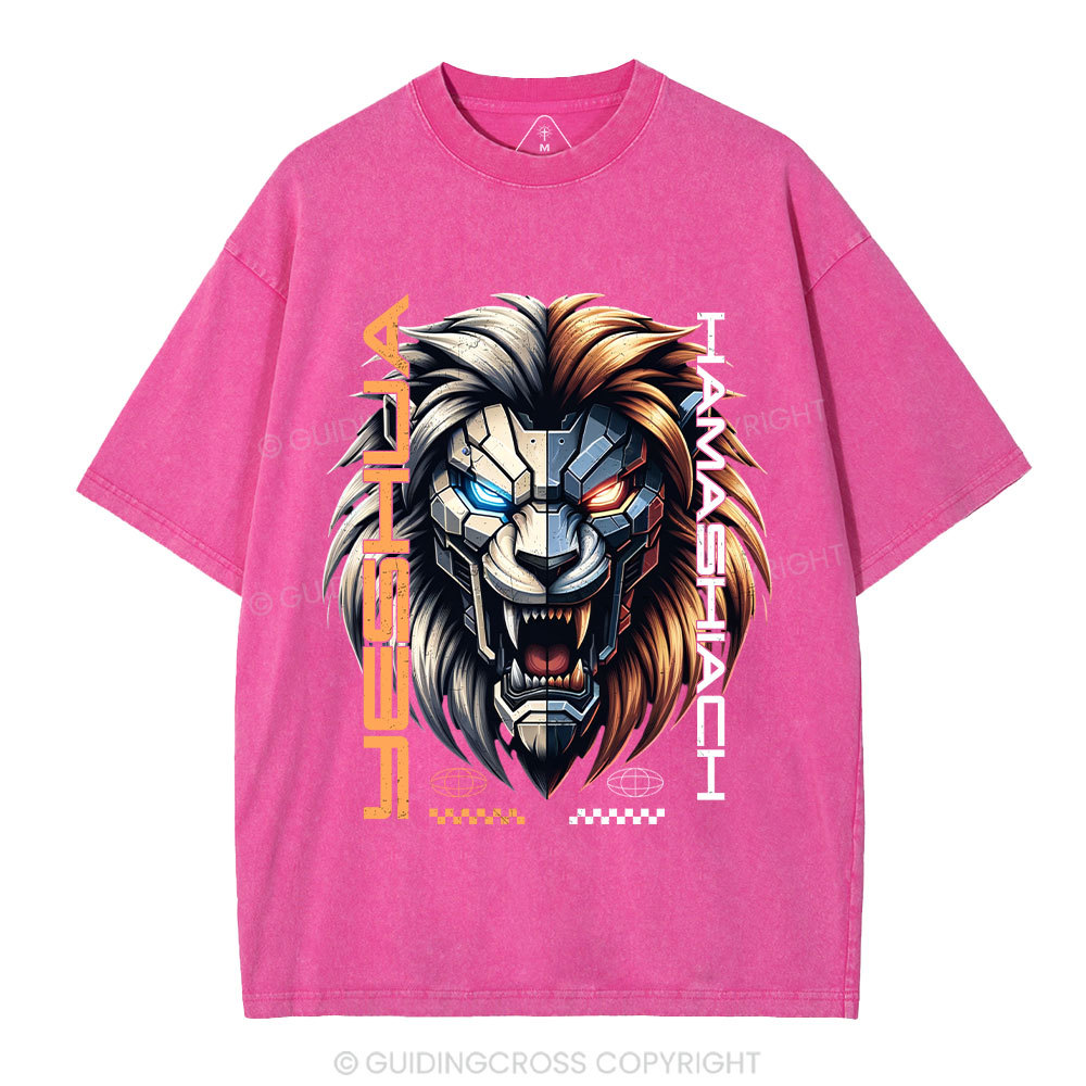 Yeshua Hamashiach Lion Christian Washed T-Shirt