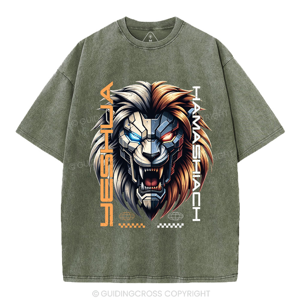 Yeshua Hamashiach Lion Christian Washed T-Shirt