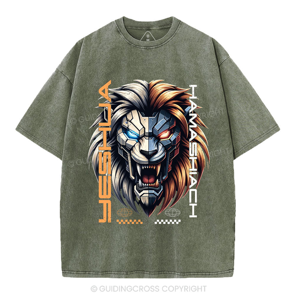 Yeshua Hamashiach Lion Christian Washed T-Shirt