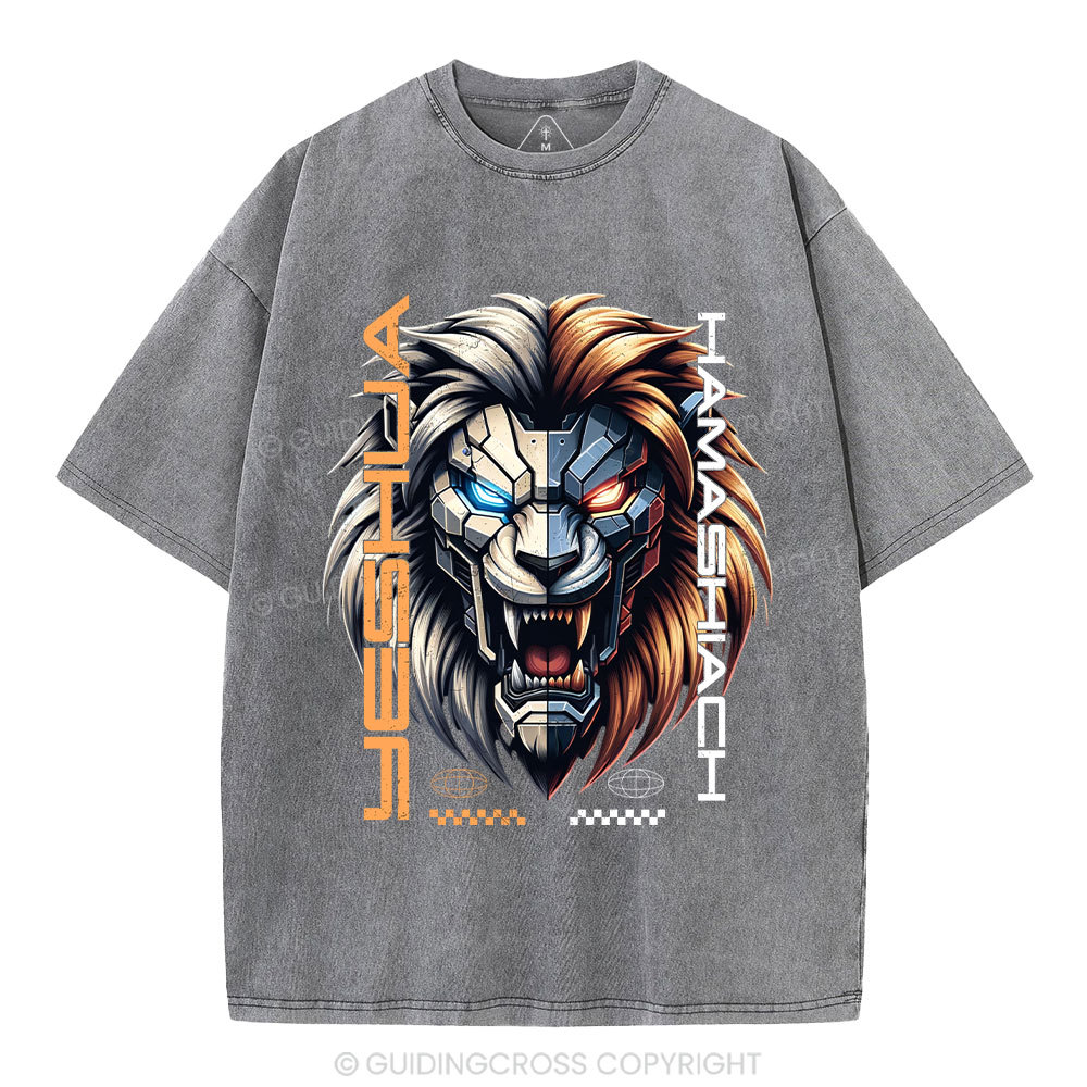 Yeshua Hamashiach Lion Christian Washed T-Shirt