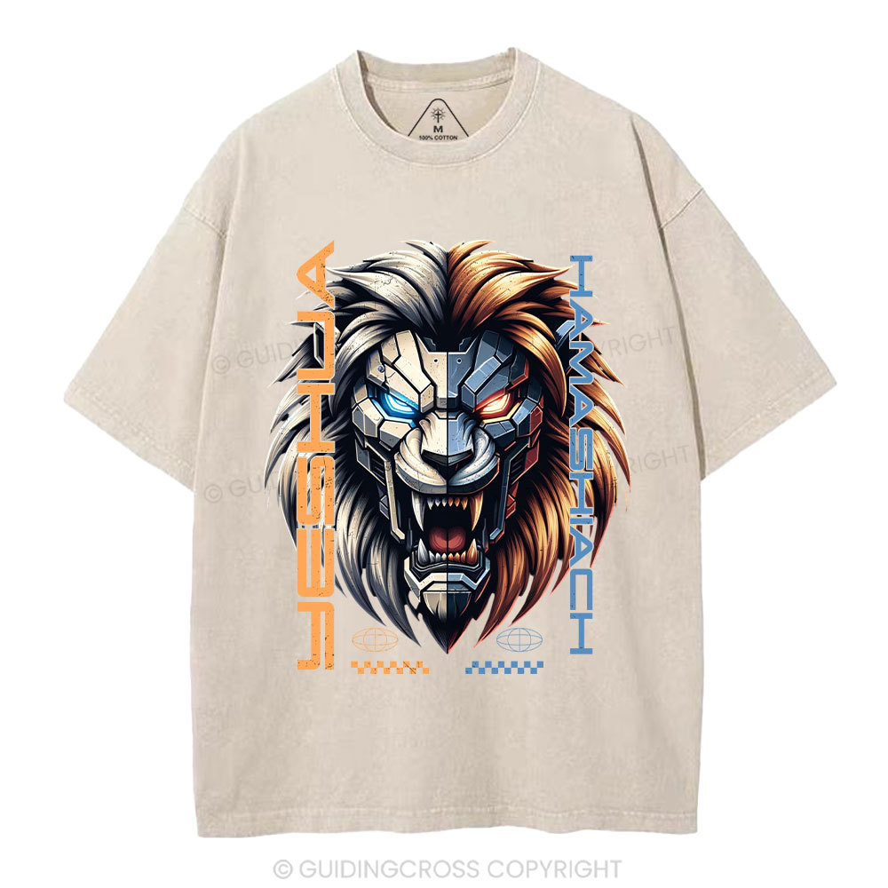 Yeshua Hamashiach Lion Christian Washed T-Shirt