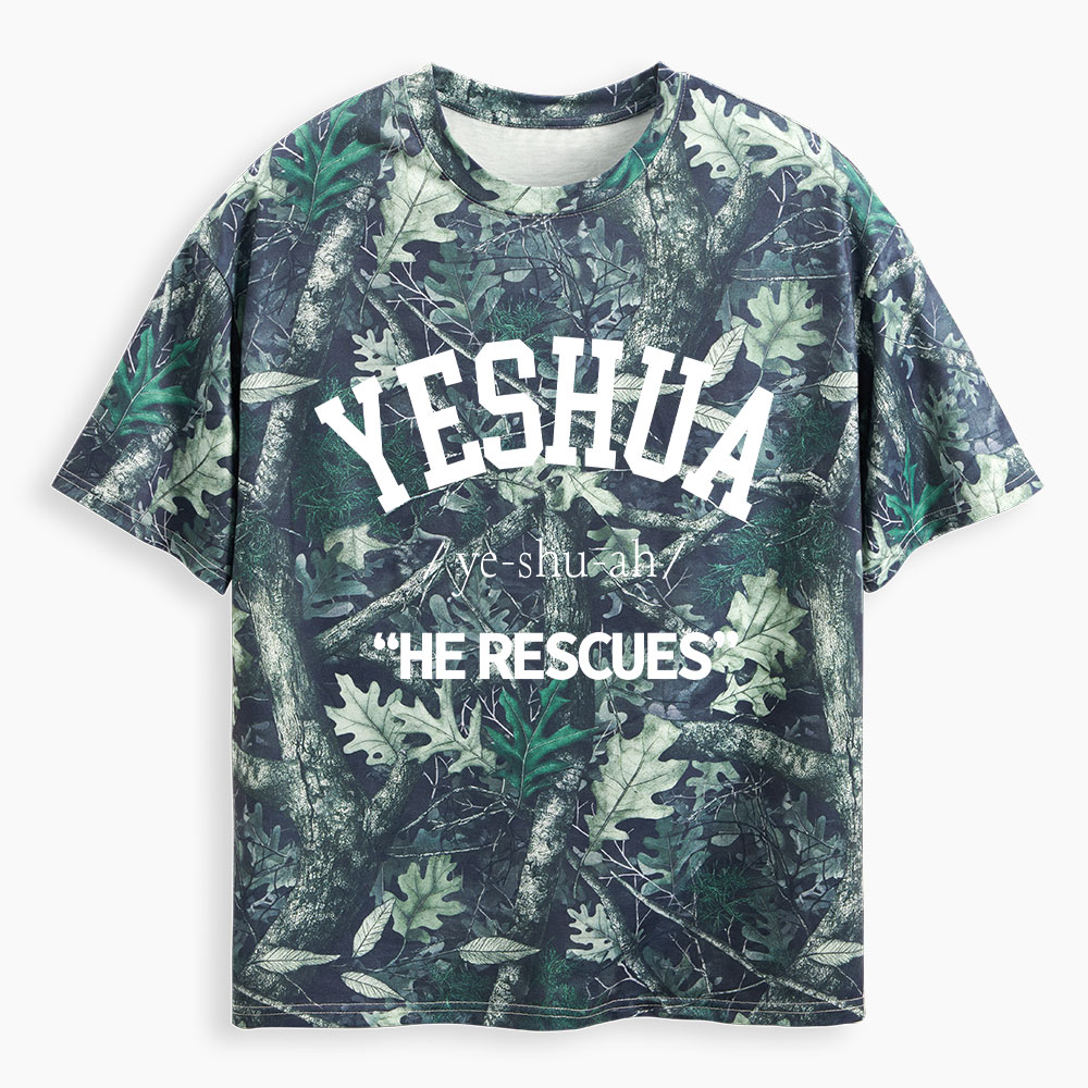 Yeshua He Rescues Christian Camo T-Shirt
