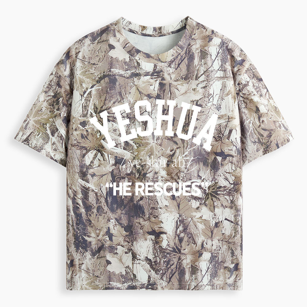 Yeshua He Rescues Christian Camo T-Shirt