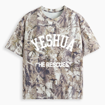 Yeshua He Rescues Christian Camo T-Shirt