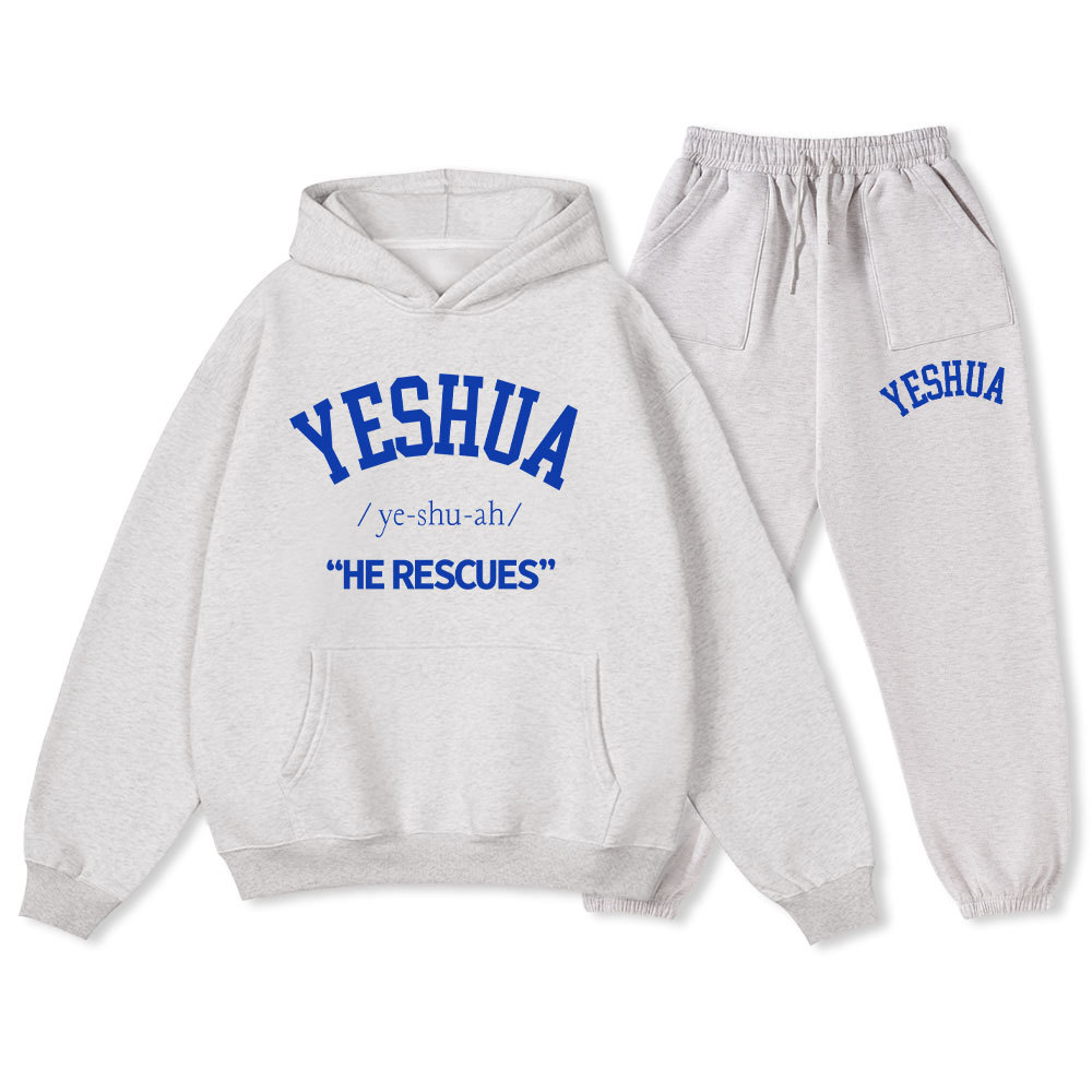 Yeshua He Rescues Christian Fleece Hoodie Set