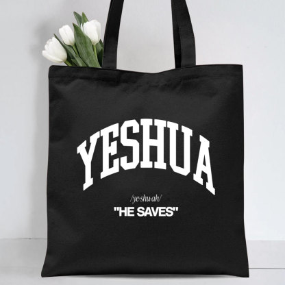 Yeshua He Saves Christian Canvas Tote Bag