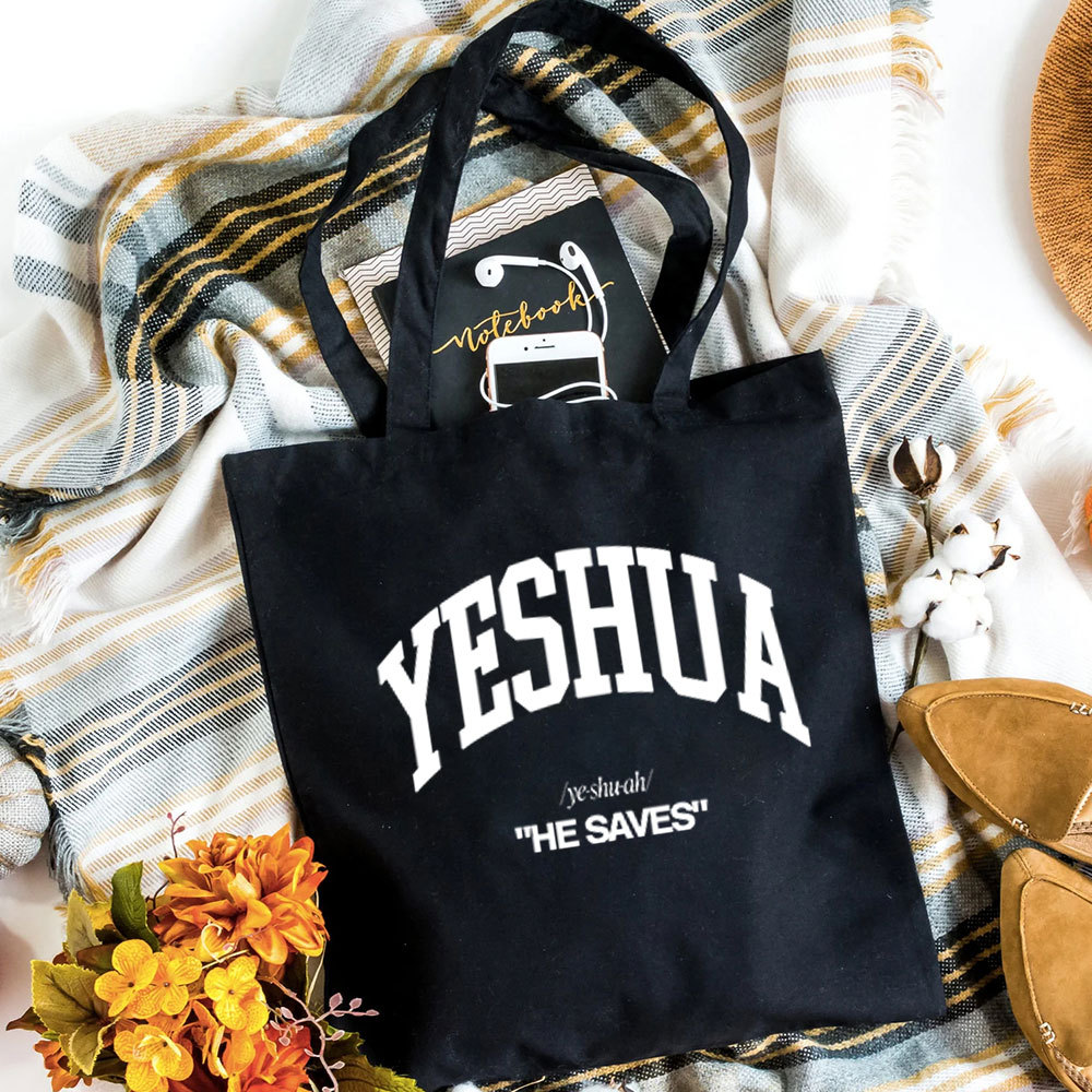 Yeshua He Saves Christian Canvas Tote Bag