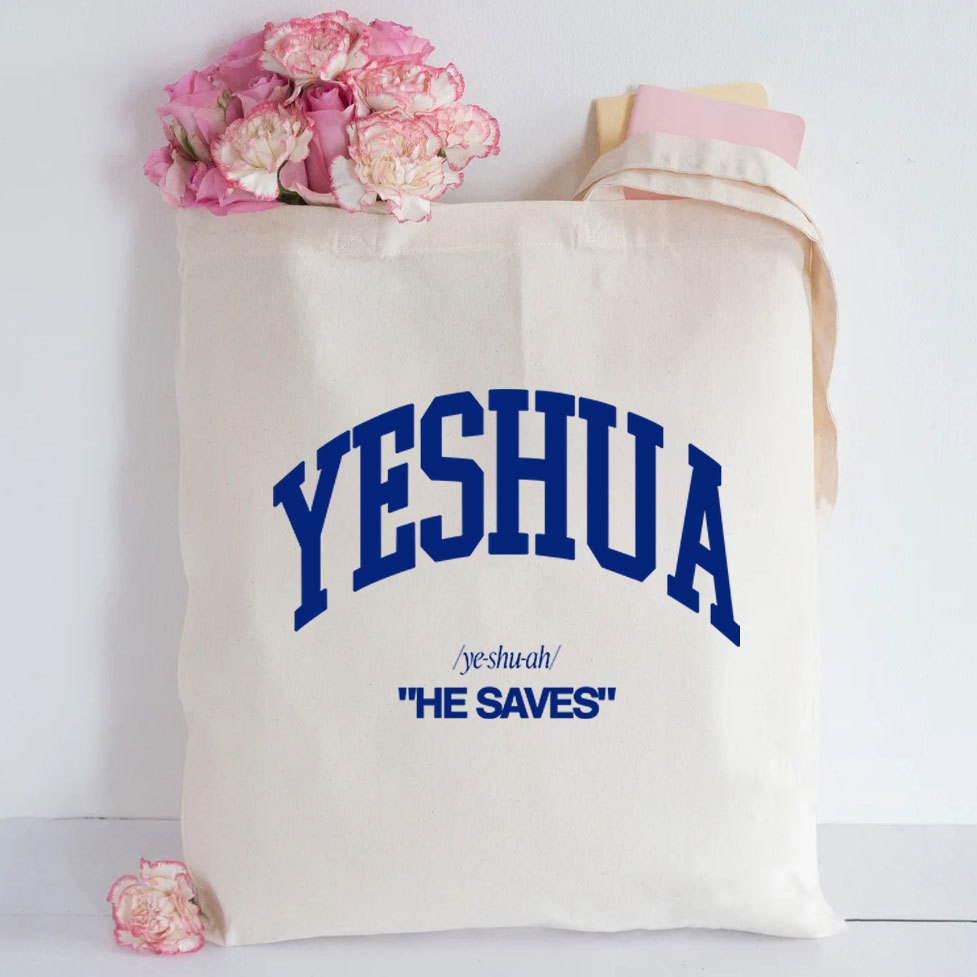 Yeshua He Saves Christian Canvas Tote Bag