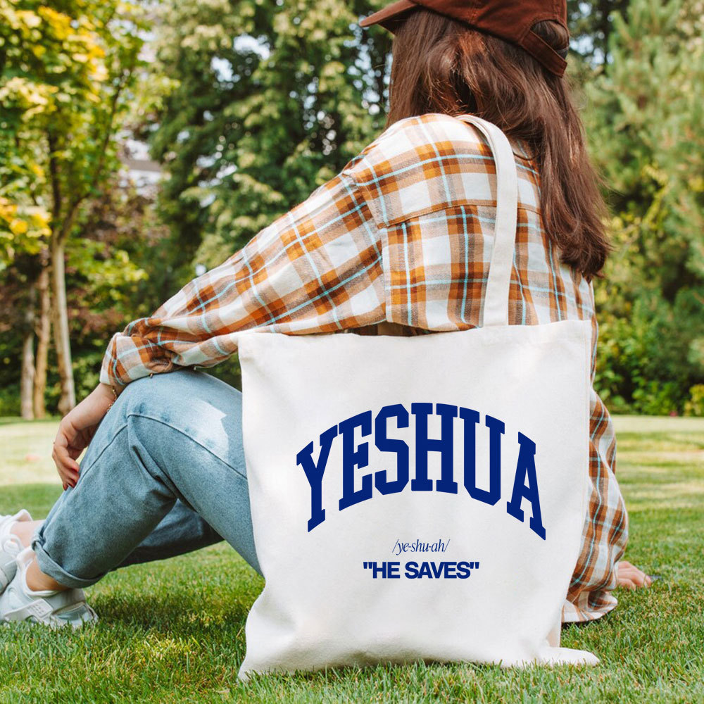Yeshua He Saves Christian Canvas Tote Bag