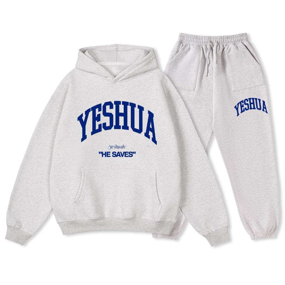 Yeshua He Saves Christian Fleece Hoodie Set Sale - GuidingCross