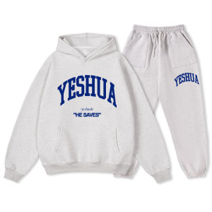 Image of Yeshua He Saves Christian Fleece Hoodie Set