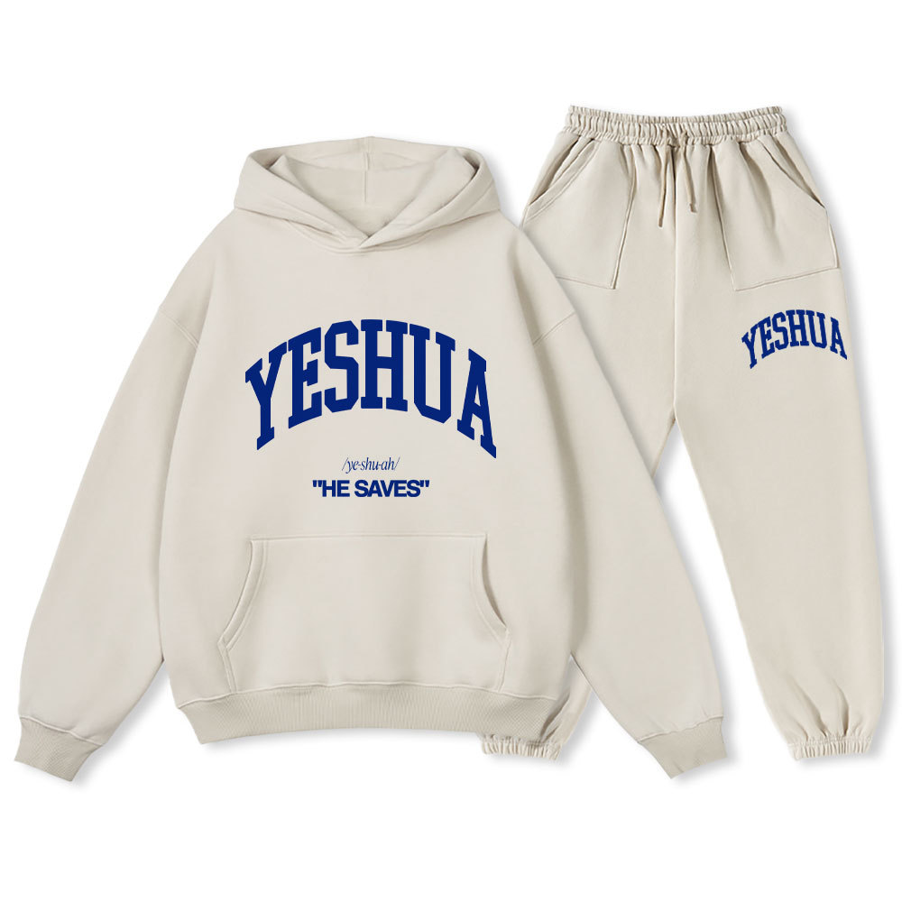Yeshua He Saves Christian Fleece Hoodie Set