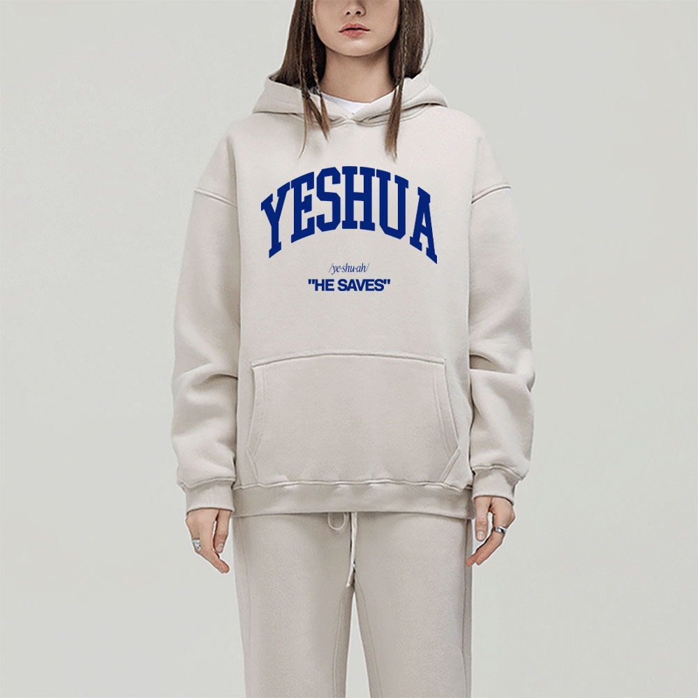 Yeshua He Saves Christian Fleece Hoodie Set