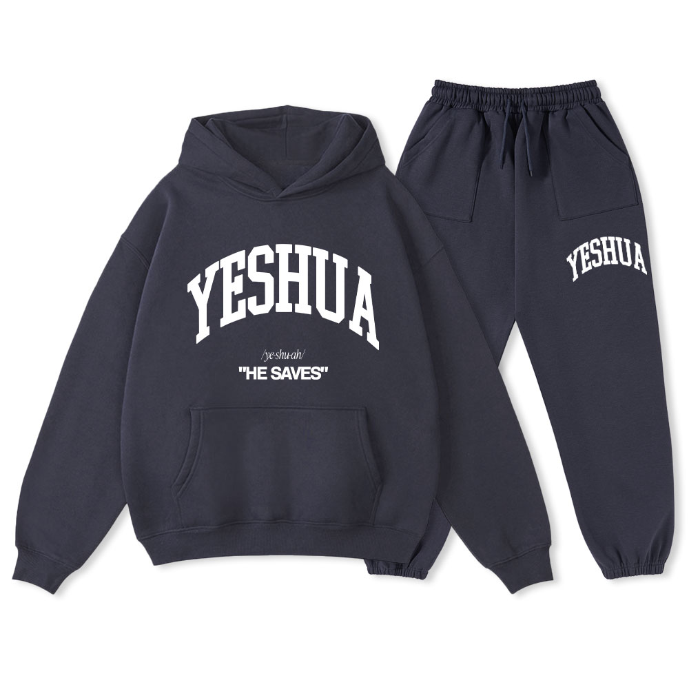Yeshua He Saves Christian Fleece Hoodie Set