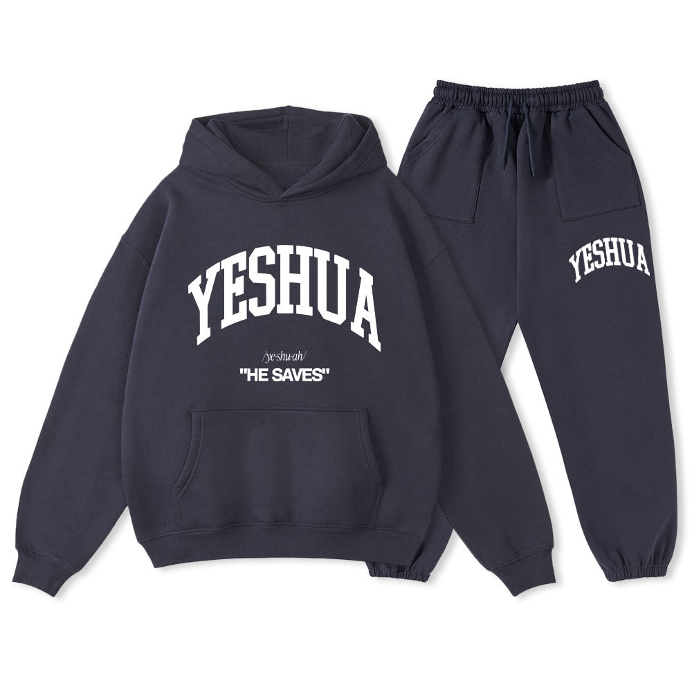 Yeshua He Saves Christian Fleece Hoodie Set