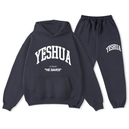Yeshua He Saves Christian Fleece Hoodie Set